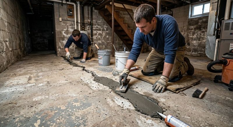 Cracked Basement Floor Repair in Katy, TX