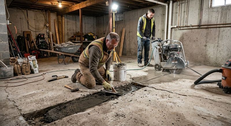 Cracked Basement Floor Repair in Katy, TX